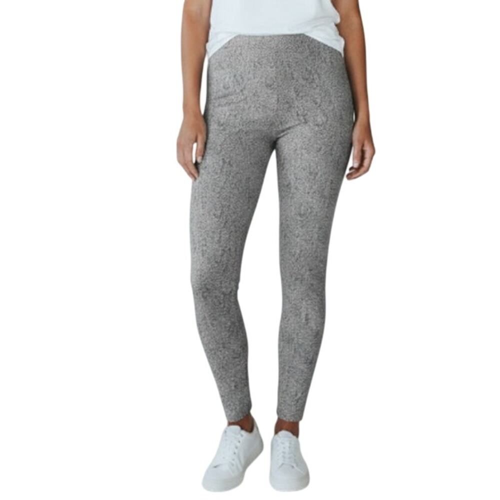 SPANX Snake Skin Jeanish Leggings Women L Gray Pull On Comfort Stretch Travel